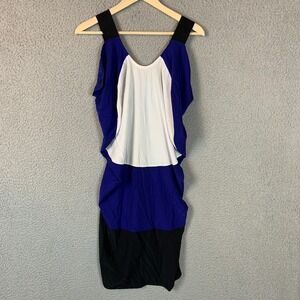 Zero Maria Cornejo Dress 4 Mod‎ Cocoon Shift Mini Blue Colorblock